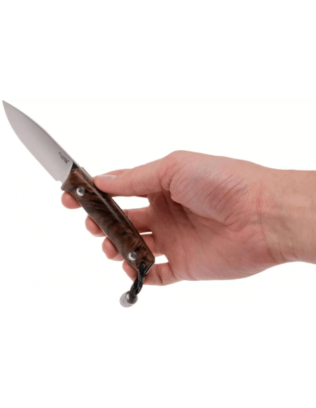 LionSteel M1.WN coltello lama 7,5 cm manico in noce + fodero in pelle