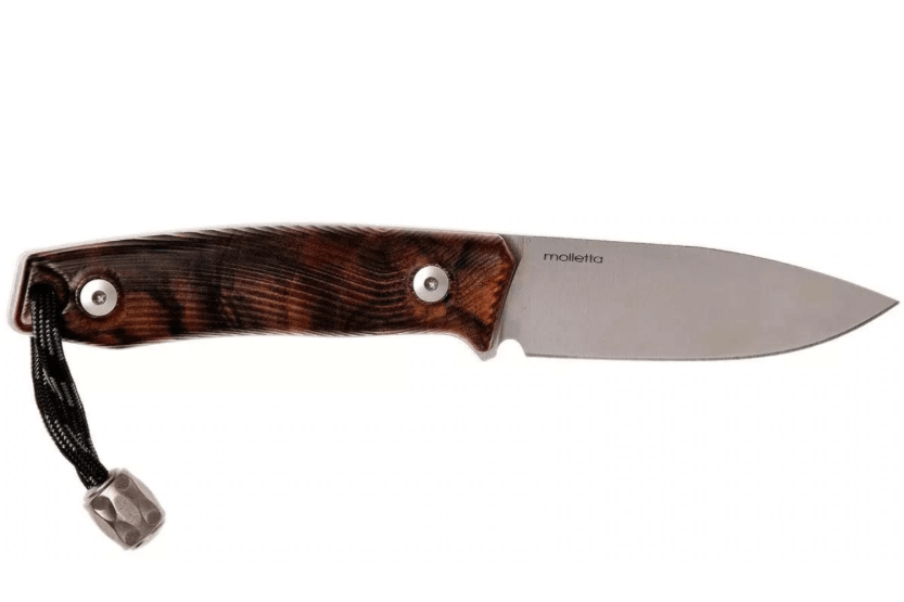 LionSteel M1.WN kniv 7,5 cm blad valnötshandtag + läderslida