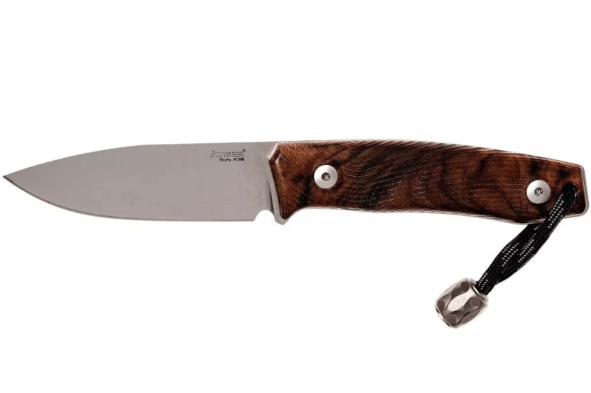 LionSteel M1.WN veitsi 7.5cm terä pähkinäkahva + nahkatuppi