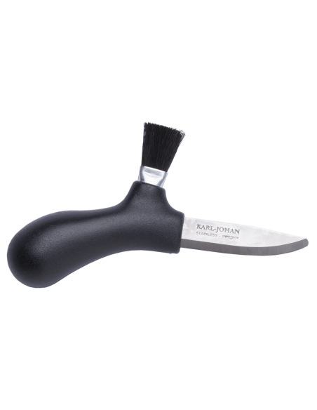 Mora Karl-Johan 10906 svampkniv 6,2cm rostfritt stålblad svart polypropylenhandtag + fodral