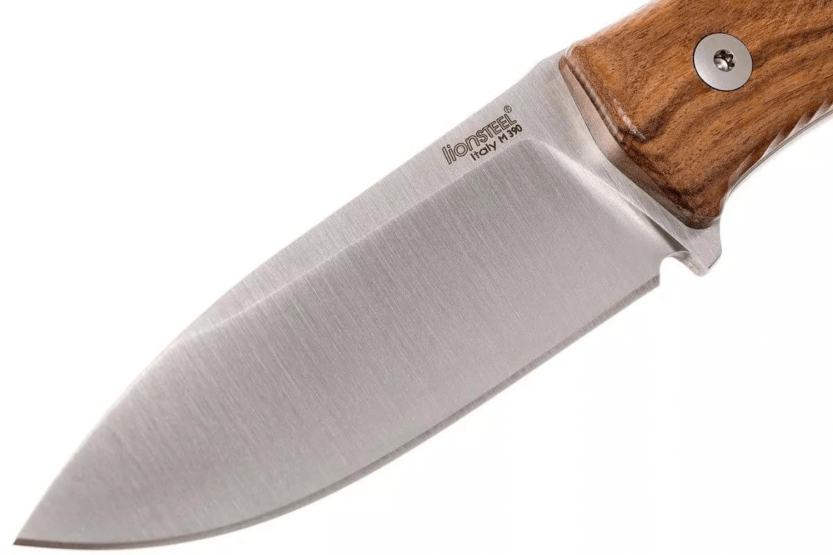 LionSteel M4.ST kniv 9,5 cm blad sandeltrehåndtak + skinnslire