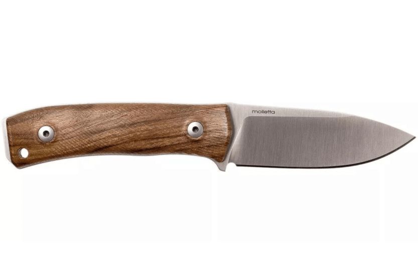 LionSteel M4.WN kniv 9,5 cm blad valnøddehåndtag + læderskede