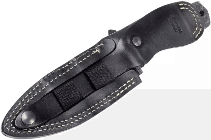 LionSteel T5.MI mes 12.8cm zwart micarta handvat + lederen schede