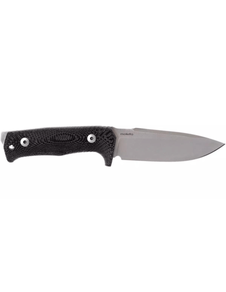 LionSteel T5.MI knife 12.8cm black micarta handle + leather sheath