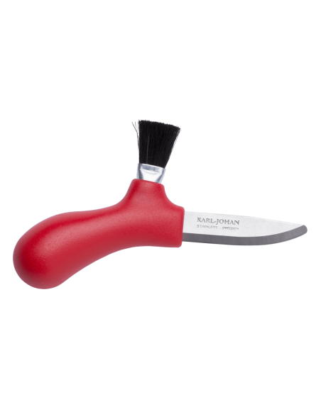 Mora Karl-Johan 12206 sieniveitsi 6.2cm ruostumattomasta teräksestä valmistettu terä punainen polypropeenikahva + laukku