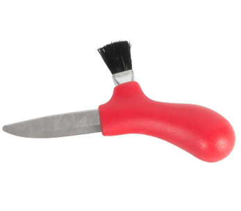Mora Karl-Johan 12206 coltello per funghi lama in acciaio inox da 6,2 cm manico in polipropilene rosso + custodia