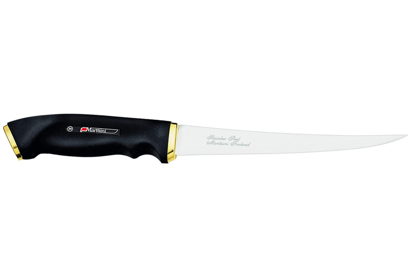 Marttiini 627015 filleting knife 15cm blade black rubber handle + case