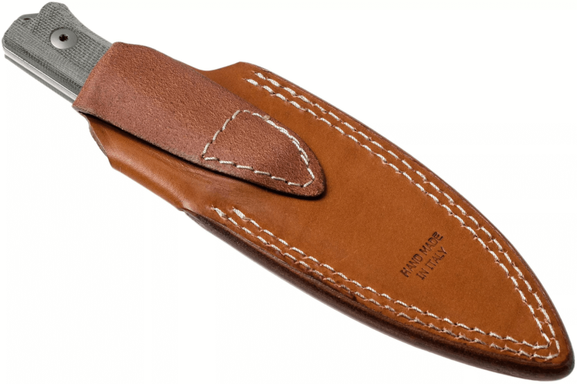 Faca LionSteel B40.CVG com 10,3 cm de lâmina e cabo em micarta verde + bainha em pele