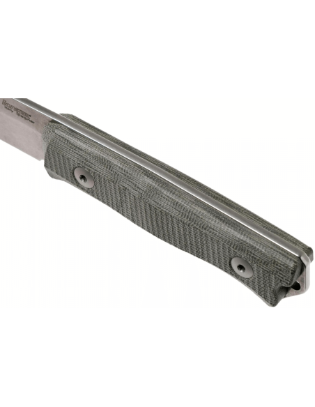 Faca LionSteel B40.CVG com 10,3 cm de lâmina e cabo em micarta verde + bainha em pele