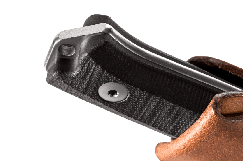 LionSteel B40.GBK knife 10.3cm blade black G10 handle + leather sheath
