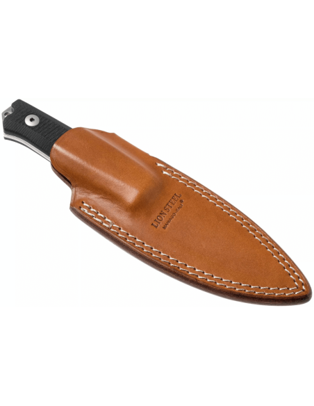 LionSteel B40.GBK kniv 10,3 cm blad sort G10 håndtag + læderskede