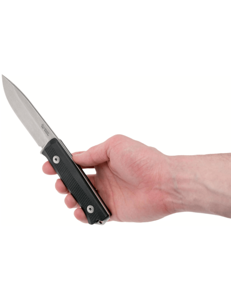 LionSteel B40.GBK knife 10.3cm blade black G10 handle + leather sheath