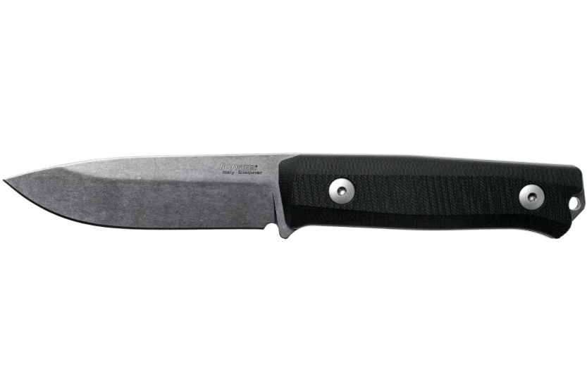 LionSteel B40.GBK knife 10.3cm blade black G10 handle + leather sheath