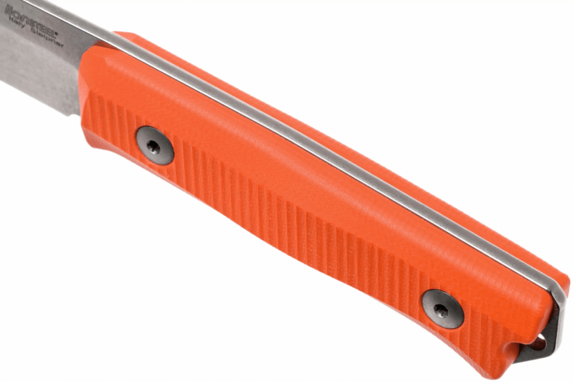 LionSteel B40.GOR knife 10.3cm blade orange G10 handle + leather sheath
