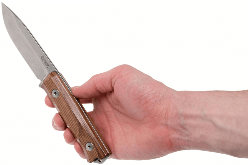 LionSteel B40.ST knife 10.3cm blade sandalwood handle + leather sheath