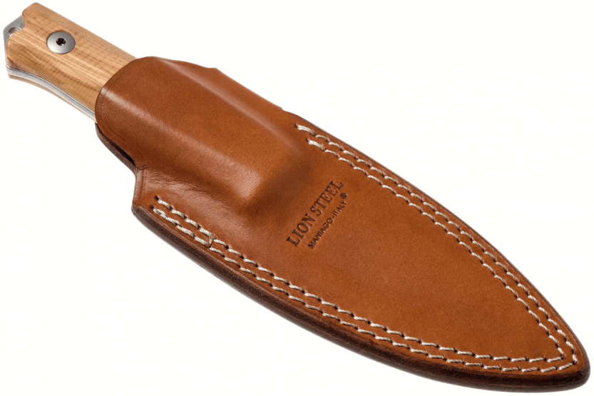 Cuchillo LionsSteel B40.UL 10,3cm mango de madera de olivo + funda de cuero