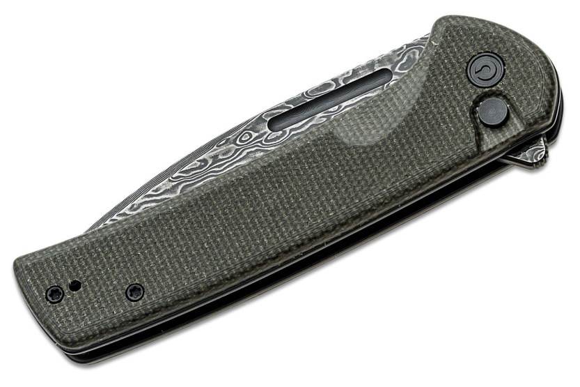 CIVIVI Conspirator C21006DS1 fällkniv Damaskusblad svart och grönt Micarta handtag 11,7cm