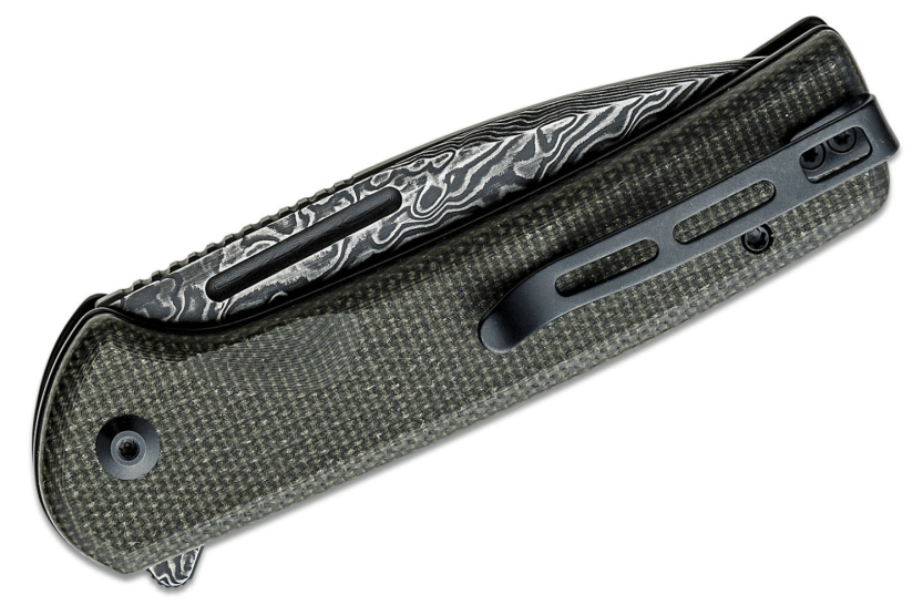 CIVIVI Conspirator C21006DS1 folding knife Damascus blade black and green Micarta handle 11.7cm