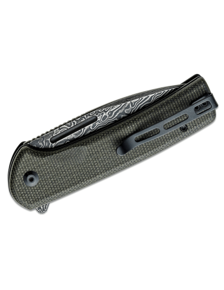 CIVIVI Conspirator C21006DS1 vouwmes Damascus lemmet zwart en groen Micarta handvat 11,7cm