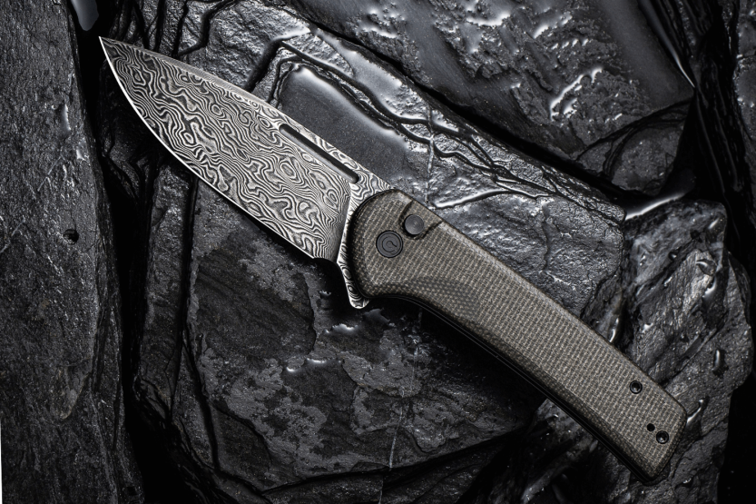 CIVIVI Conspirator C21006DS1 vouwmes Damascus lemmet zwart en groen Micarta handvat 11,7cm