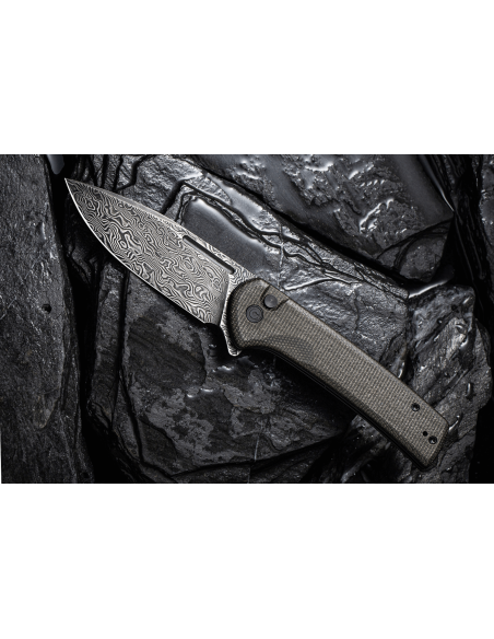 CIVIVI Conspirator C21006DS1 taittoveitsi Damascus terä musta ja vihreä Micarta kahva 11.7cm