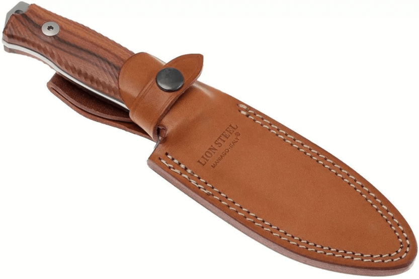 LionSteel M5.ST knife 11.5cm blade sandalwood handle + leather sheath