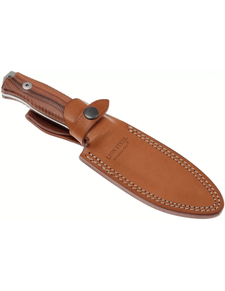 LionSteel M5.ST kniv 11,5 cm blad sandelträhandtag + läderslida