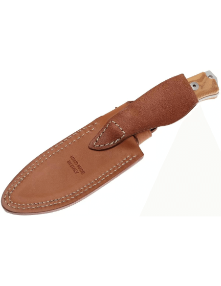 Faca LionSteel M5.UL 11,5 cm cabo em madeira de oliveira + bainha em pele