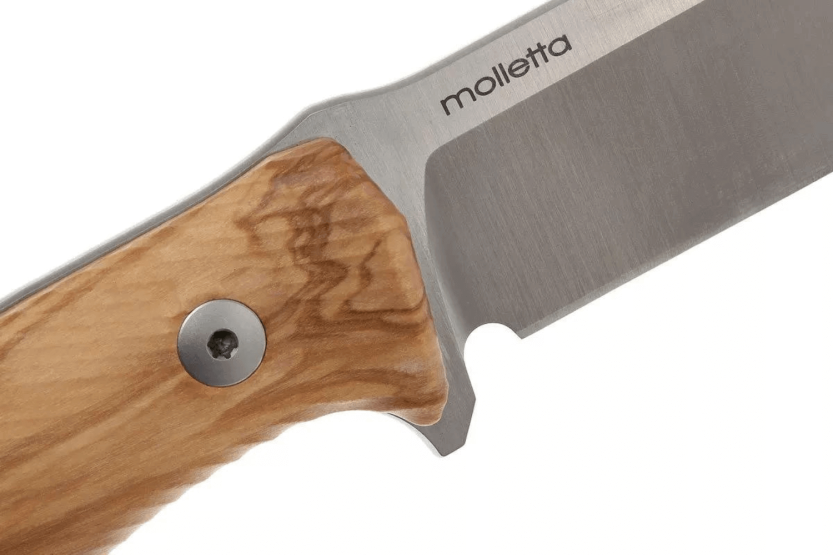 Faca LionSteel M5.UL 11,5 cm cabo em madeira de oliveira + bainha em pele