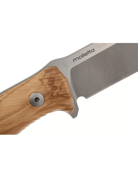 Cuchillo LionSteel M5.UL 11.5cm mango de madera de olivo + funda de cuero