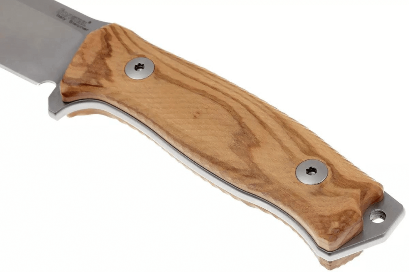LionSteel M5.UL coltello 11,5 cm manico in legno d'oliva + fodero in pelle