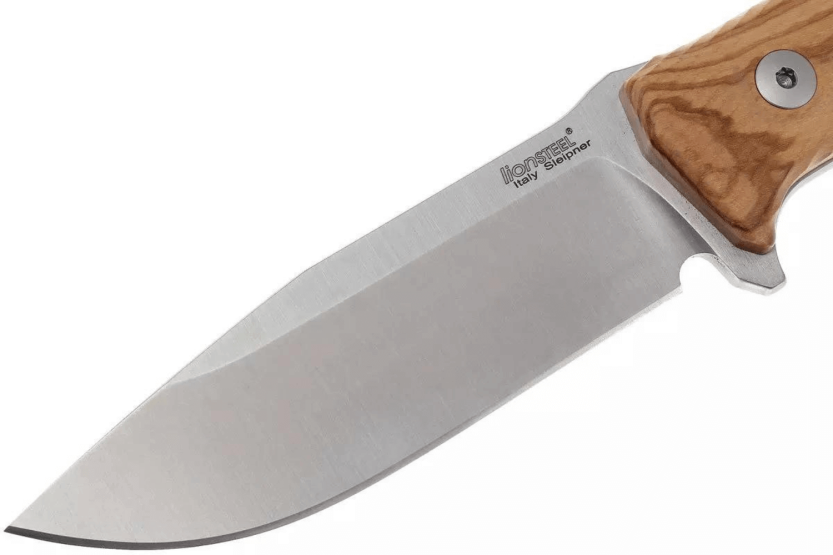 Cuchillo LionSteel M5.UL 11.5cm mango de madera de olivo + funda de cuero