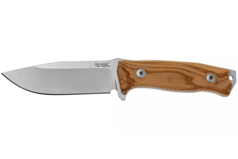 Faca LionSteel M5.UL 11,5 cm cabo em madeira de oliveira + bainha em pele