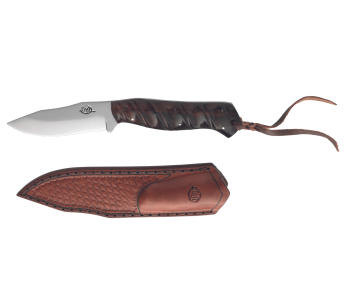 Faca Citadel Otter 63102 Cabo de madeira com 10 cm de lâmina, com cordão e bainha de couro