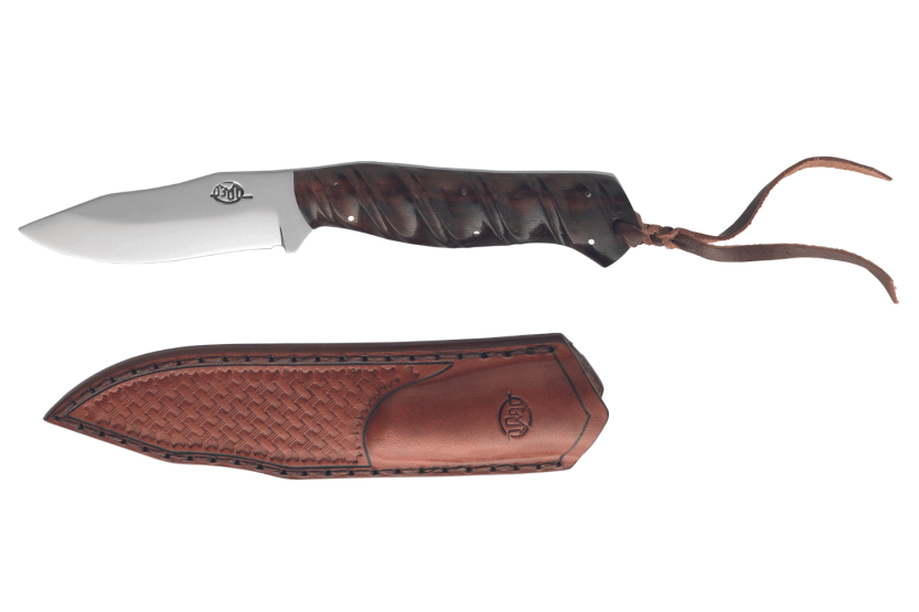 Citadel Otter Knife 63102 10cm terä puukahva pitsillä ja nahkatuppi nahkatupella