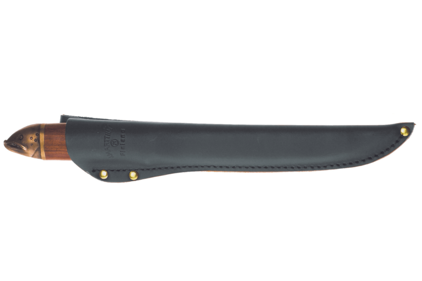 552017 Cuchillo Marttiini para filetear salmón, hoja 19cm, mango de madera + estuche