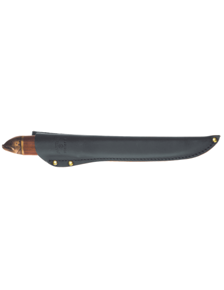 552017 Cuchillo Marttiini para filetear salmón, hoja 19cm, mango de madera + estuche