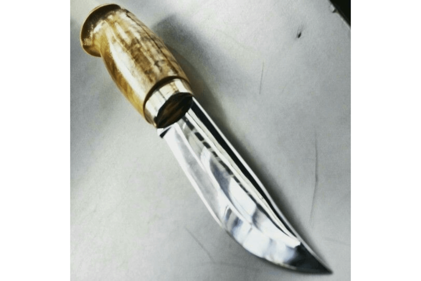 Marttiini Lynx 131010 mes 11cm lemmet krullend berken handvat + etui