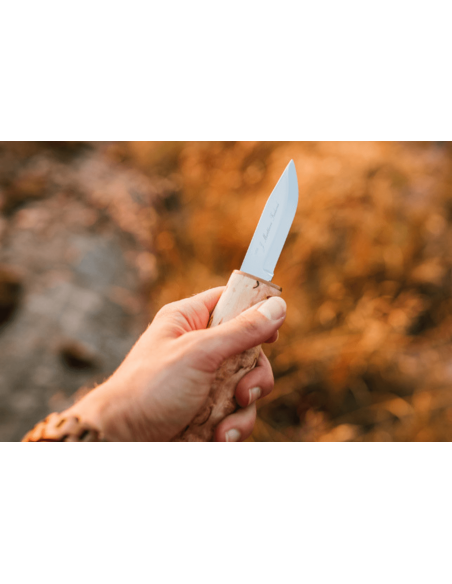 Marttiini New Handy knife 511017 7.5cm blade curly birch handle + case