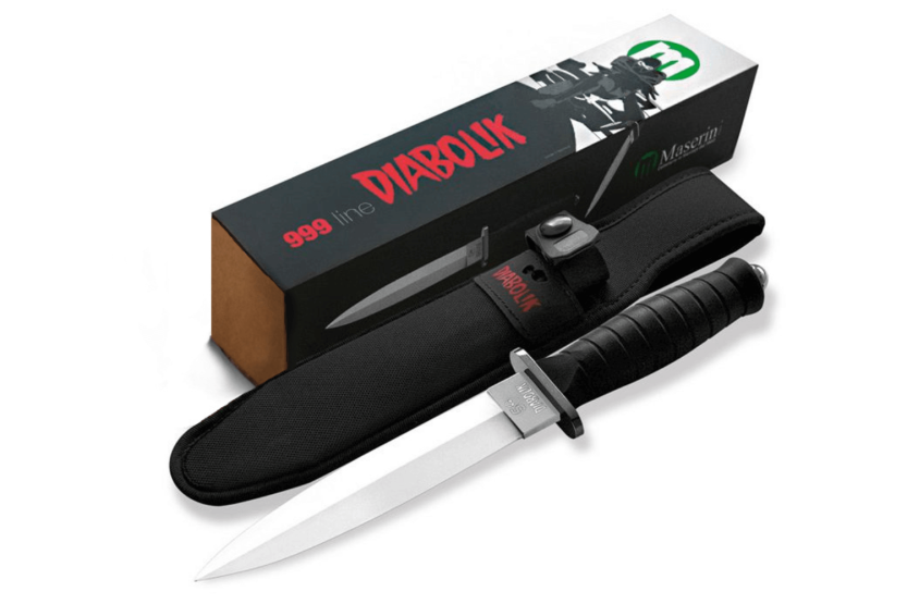 Maserin Diabolik 4950 kniv 16 cm svart gummihåndtak + nylonslire