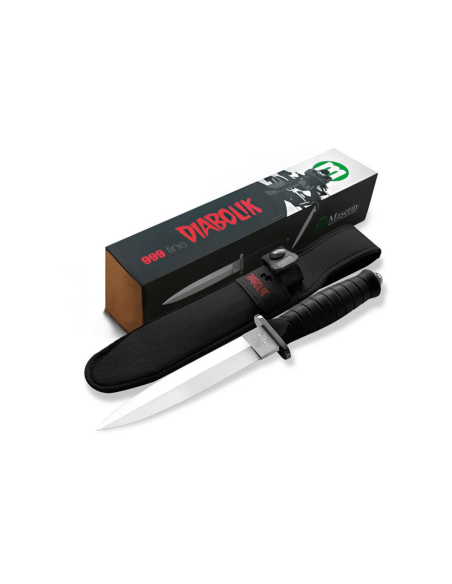 Maserin Diabolik 4950 kniv 16cm svart gummihandtag + nylonhölje