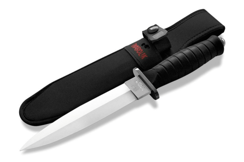 Maserin Diabolik 4950 coltello 16cm manico in gomma nera + fodero in nylon