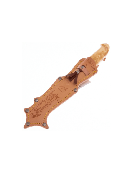 Marttiini Lynx 132 132010 kniv 11 cm blad krøllet birkehåndtag + etui