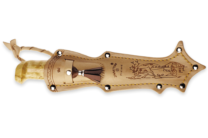 Marttiini Lynx 132 132010 kniv 11 cm blad krøllet birkehåndtag + etui