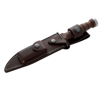 Maserin puukko 3EME R.E.I. 6009 18cm terä puukahva + nahkatuppi ja hiomakivi 2