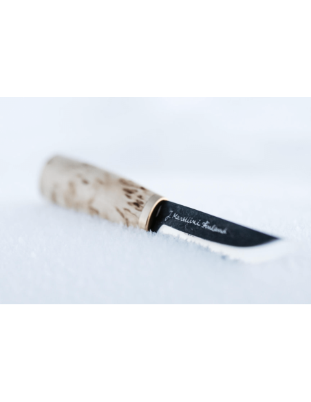 Faca de trinchar Marttiini Arctic 535010 Lâmina de carbono de 9 cm com cabo de bétula encaracolado + estojo