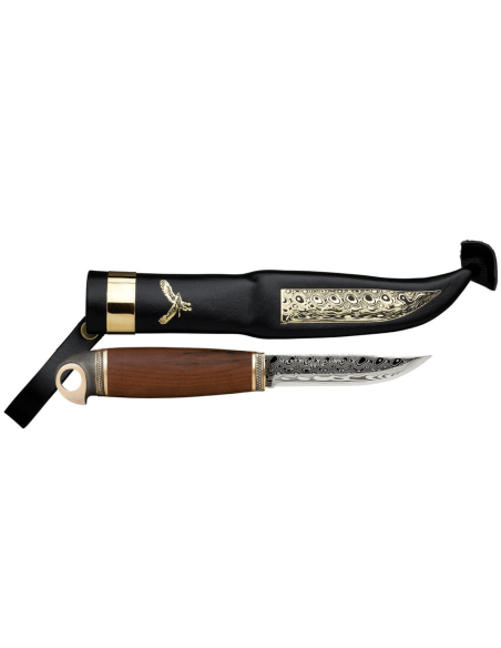 Marttiini Bronze Bird Messer 557012 Damastklinge 10cm Birkengriff + Etui/Geschenkbox