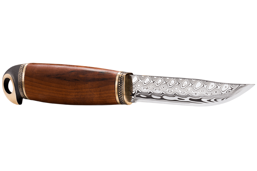 557012 Cuchillo Marttiini Bronce Pájaro 10cm hoja damasquinada mango abedul + estuche/caja regalo