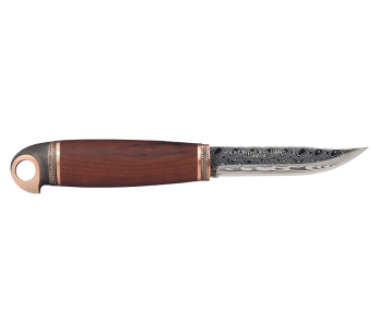557012 Marttiini Bronze Bird veitsi 10cm damascus terä koivukahva + kotelo/lahjapakkaus