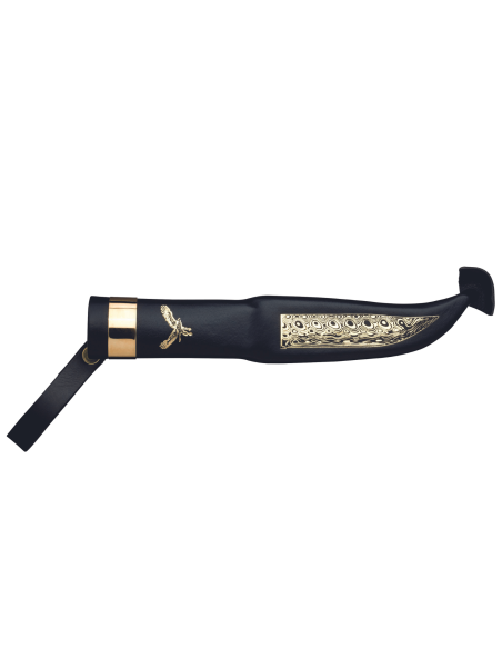 557012 Cuchillo Marttiini Bronce Pájaro 10cm hoja damasquinada mango abedul + estuche/caja regalo